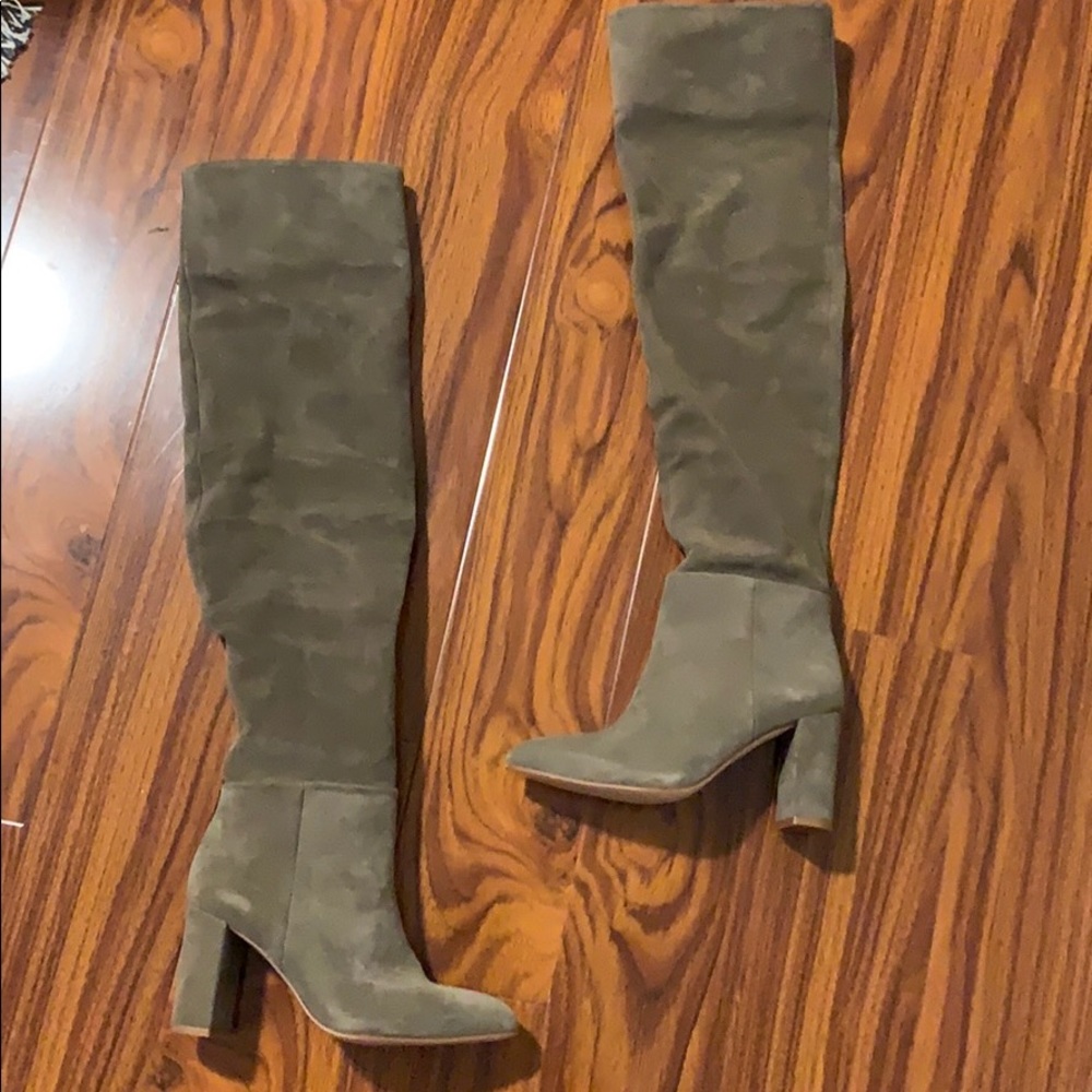 Zara Taupe suede Over the Knee boots